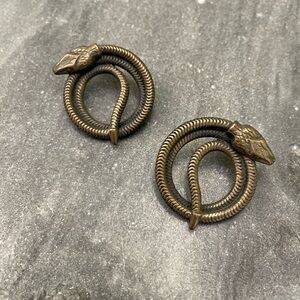 Vintage Bronze Serpent Snake Earrings